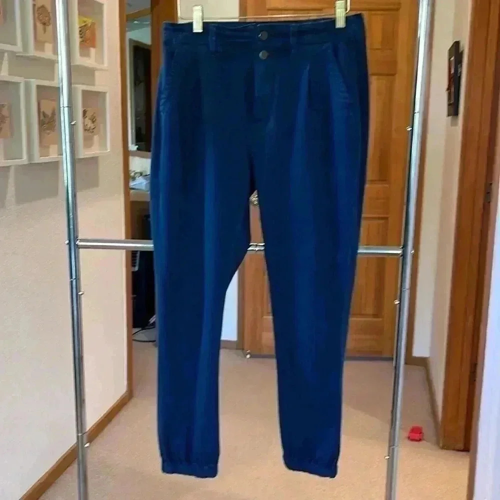 Paige Pleated Mayslie Jogger Navy Blue size 27